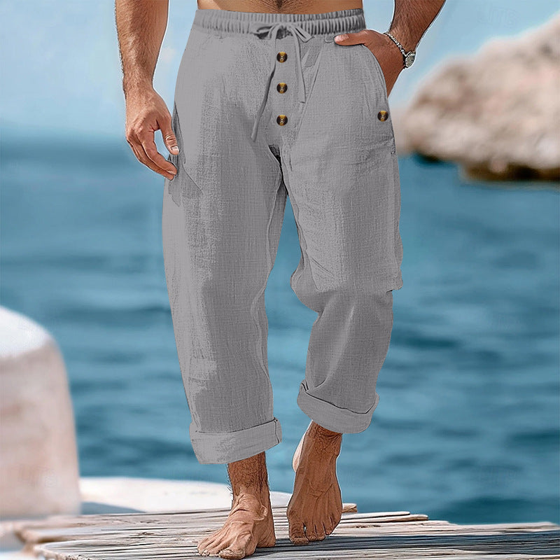 Herren lockere Strandhose mit verstellbarem Kordelzug und praktischen Seitentaschen EB