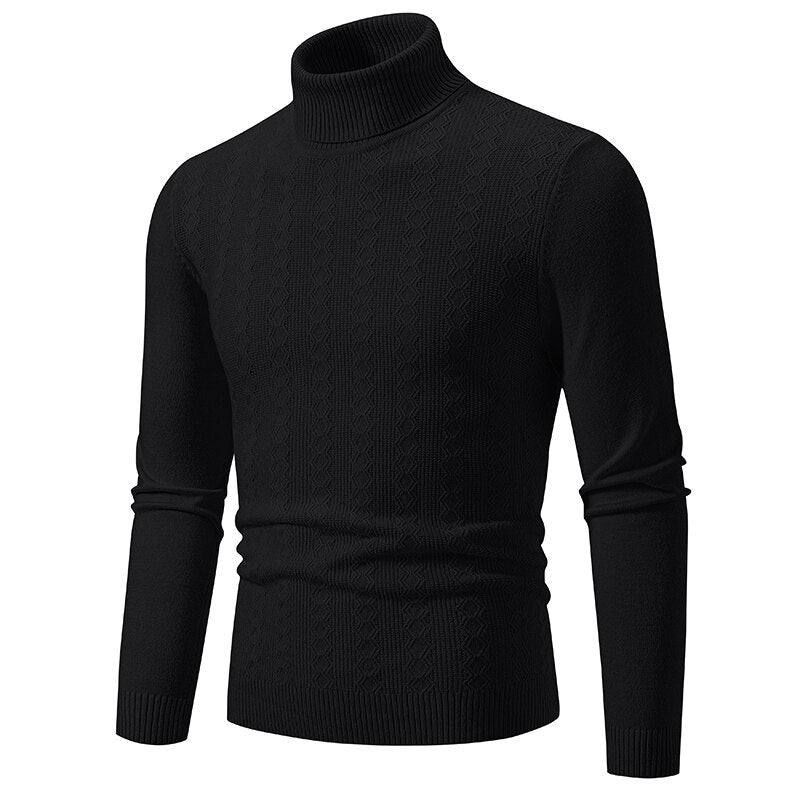 Herren Rollkragenpullover mit strukturiertem Zopfdesign EB