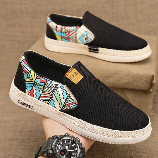 Damen Slip-On Freizeitschuhe mit buntem Ethno-Muster EB
