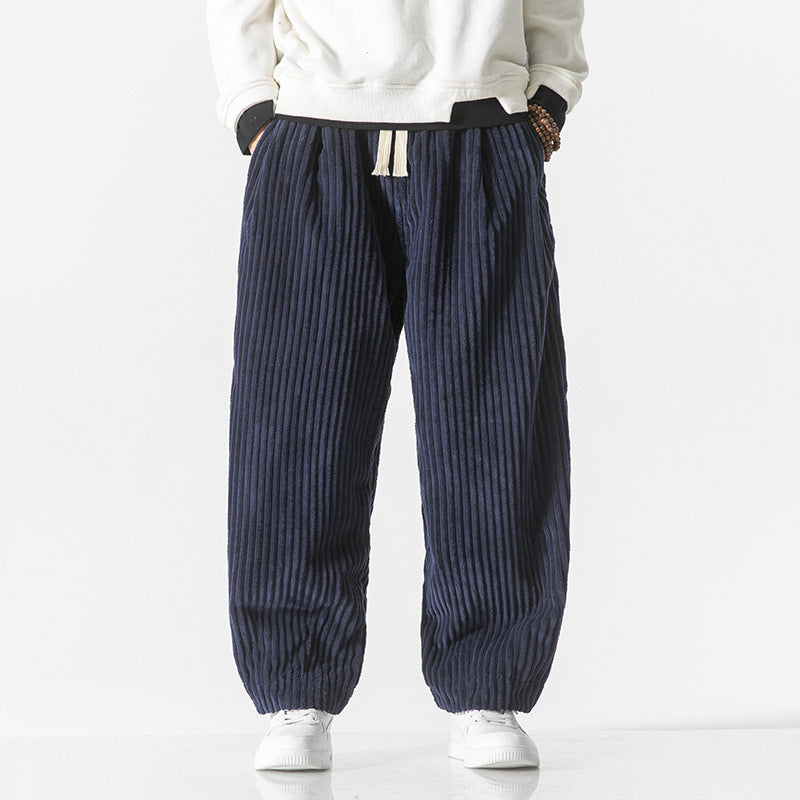 Herren nan weite Breitcord-Hose mit elastischem Bund, Kordelzug und tiefen Eingrifftaschen EB