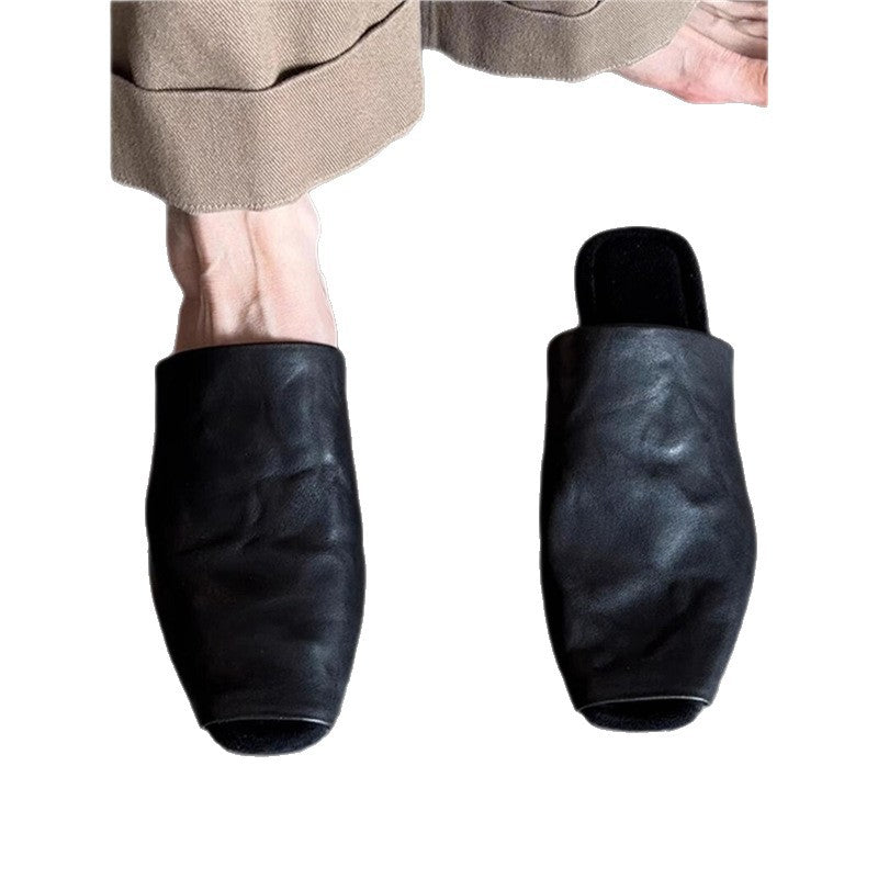 Damen Offene Mules aus weichem Leder EB