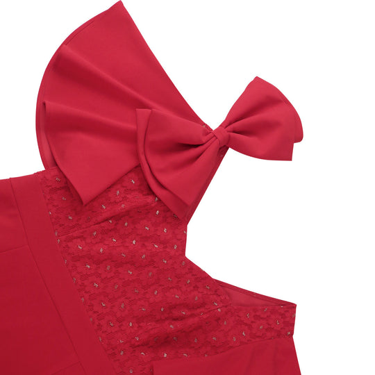 Damen Elegantes Abendkleid mit floralem Spitzenoberteil und voluminösen Rüschensäumen EB