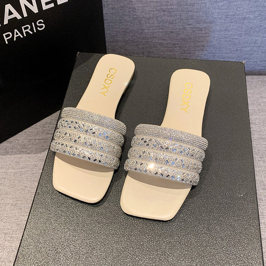 Damen Strass verzierten Hausschuhe EB