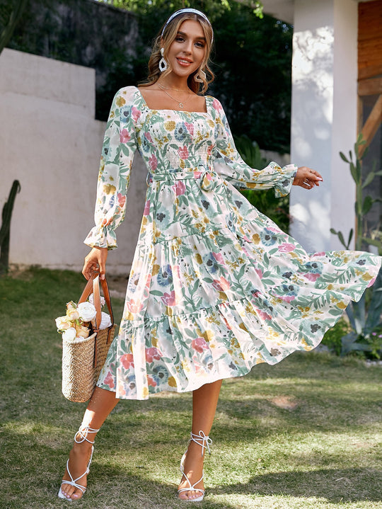 Damen Midikleid mit floralem Print und schmeichelndem Schnitt EB