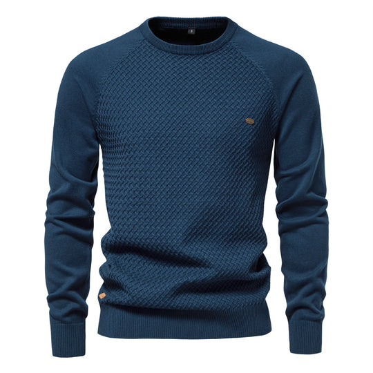 Herren Strickpullover mit modernem Strukturmuster und Rundhalsausschnitt EB