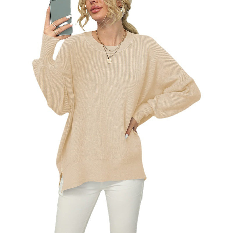 Damen lockerer Strickpullover mit weitem Schnitt EB