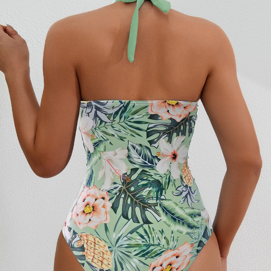 Damen Hochwertiger Einteiler-Badeanzug mit floralem Schnitt und raffiniertem Wickeldesign EB