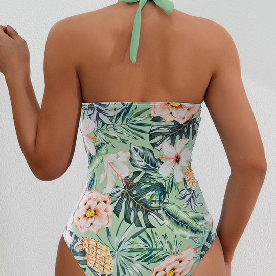 Damen Hochwertiger Einteiler-Badeanzug mit floralem Schnitt und raffiniertem Wickeldesign EB