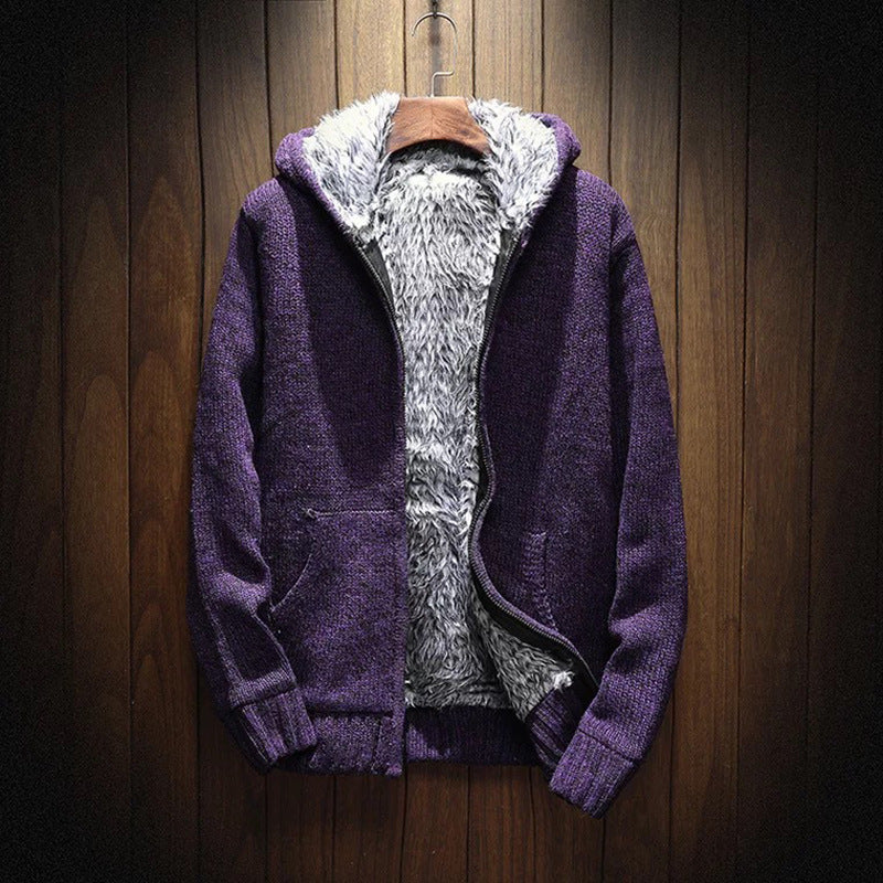 Herren kuschelige Kapuzenjacke mit weichem Innenfutter und seitlichen Eingrifftaschen EB