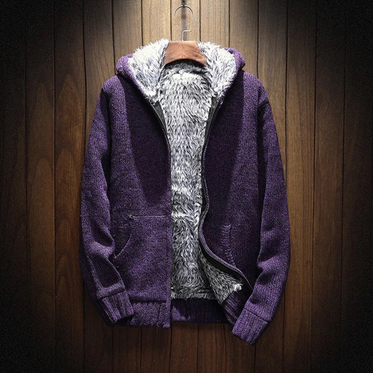 Herren kuschelige Kapuzenjacke mit weichem Innenfutter und seitlichen Eingrifftaschen EB