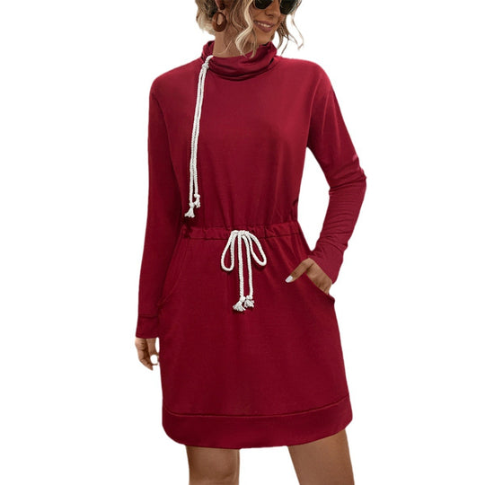 Damen Lässiges Kleid mit Kordelzug und praktischen Taschen EB