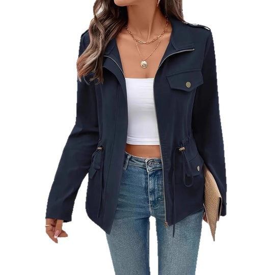 Damen Übergangsjacke mit verstellbarem Taillenzug und praktischen Taschen EB