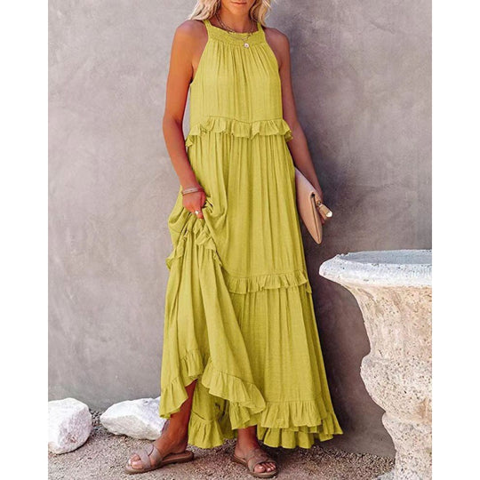 Damen Maxikleid mit voluminösem Rock EB