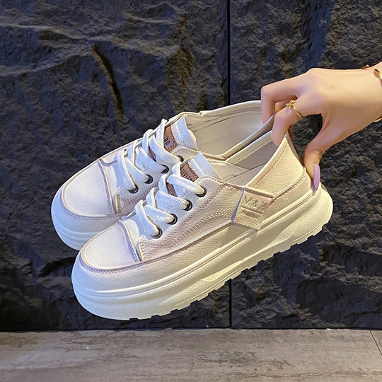 Damen Sportliche Retro Sneaker mit plattierter Sohle und atmungsaktivem Obermaterial EB