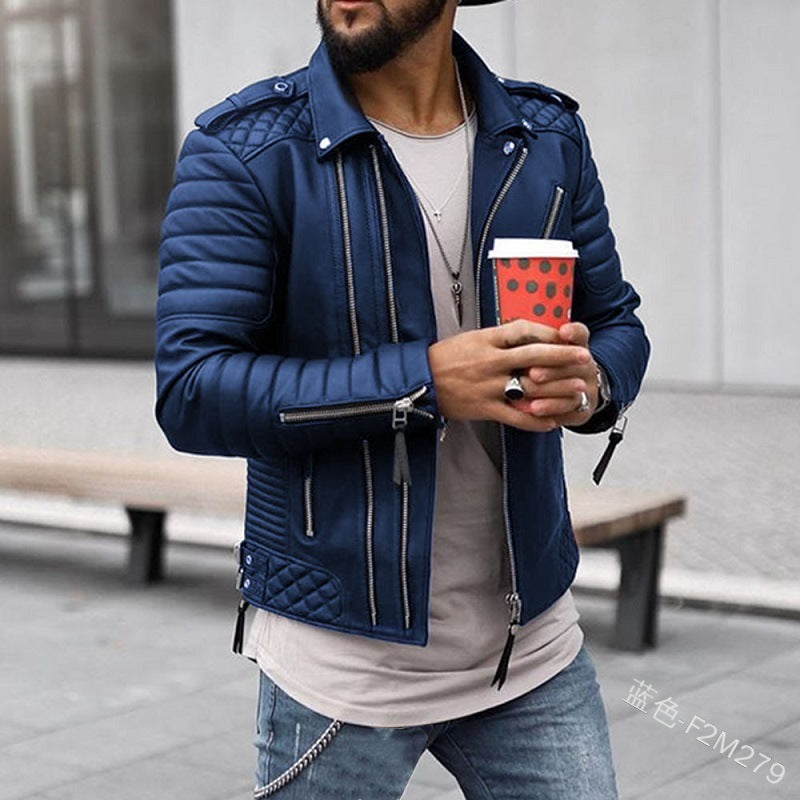 Herren Bikerjacke mit Steppungen und Reißverschlüssen EB
