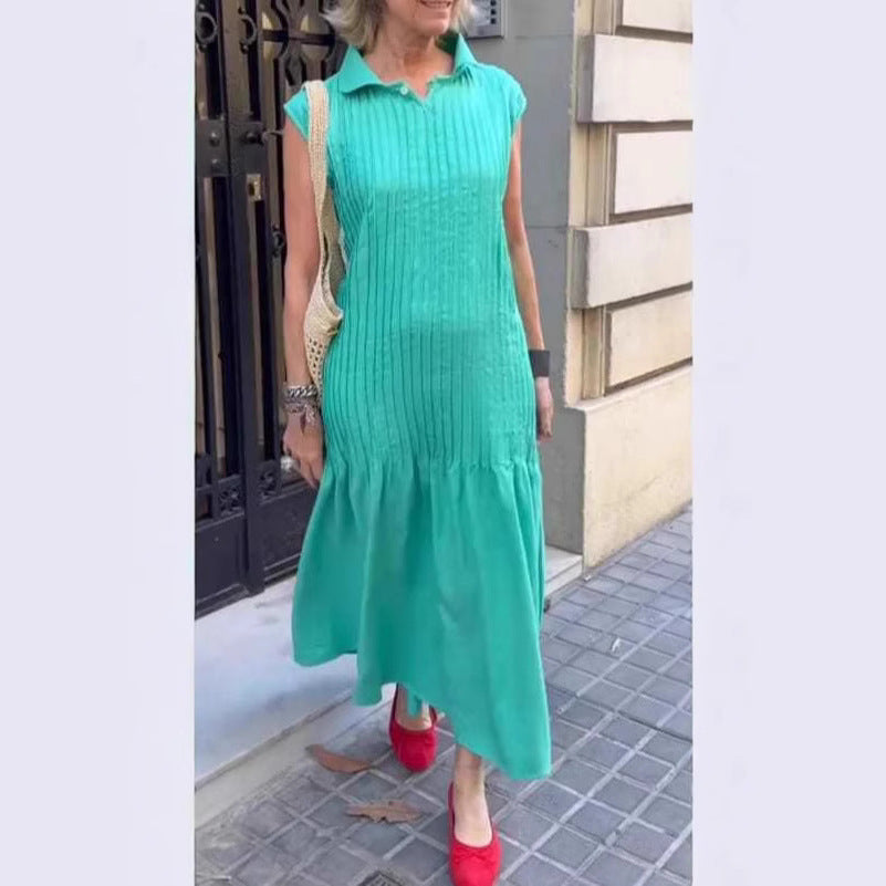Damen Polo-Maxi-Kleid mit lässigem Schnitt und strukturierter Textur EB