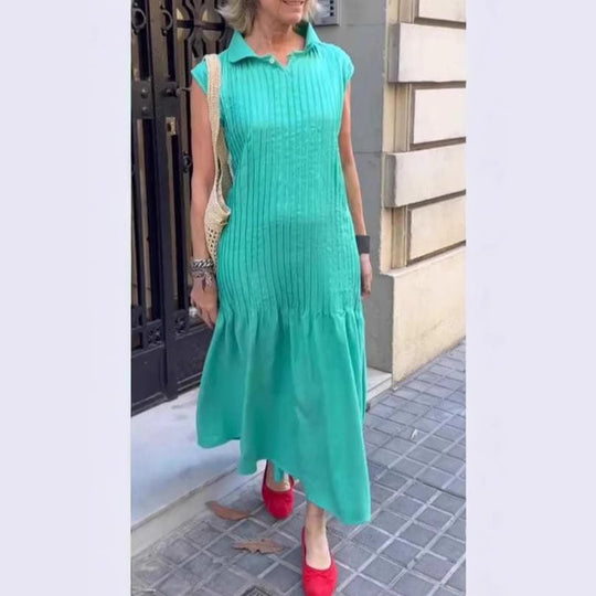 Damen Polo-Maxi-Kleid mit lässigem Schnitt und strukturierter Textur EB