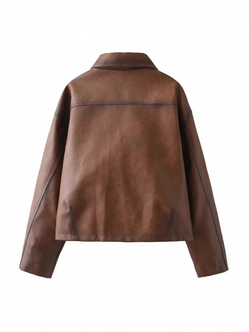 Damen cropped jacke mit praktischen Brusttaschen und Knopfdetails EB
