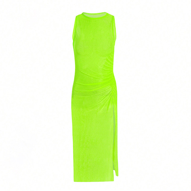 Damen Samtiges Cut-Out Maxikleid EB