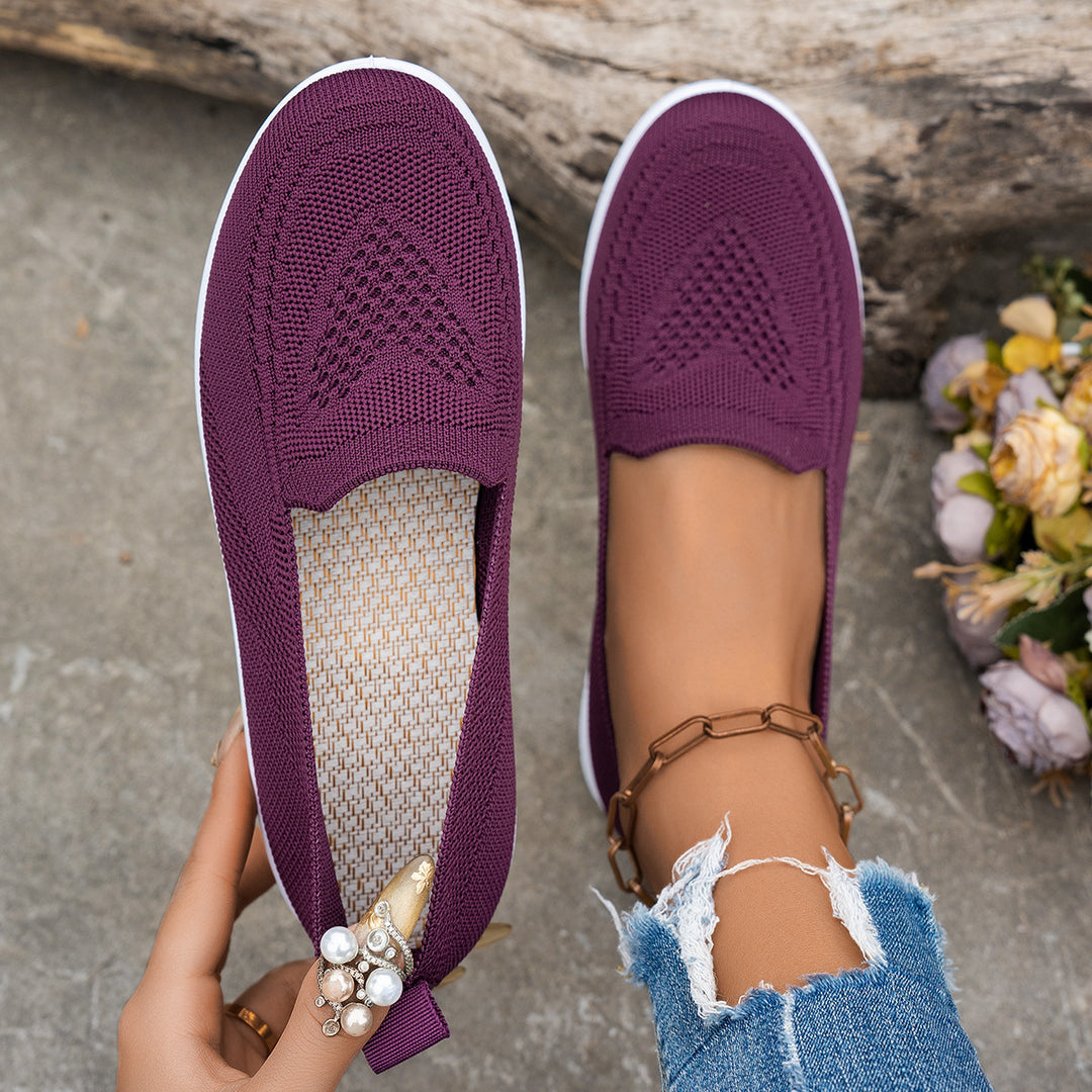 Damen Atmungsaktive Slip-On Freizeitschuhe mit komfortablem Absatz EB