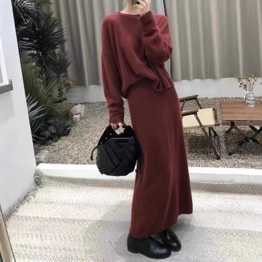 Damen Elegantes Maxikleid mit weichem Strickmaterial und lässigem Schnitt EB