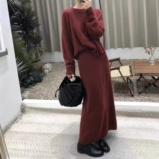 Damen Elegantes Maxikleid mit weichem Strickmaterial und lässigem Schnitt EB
