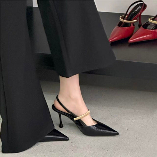 Damen elegante Slingback-Pumps mit goldenen Akzenten EB