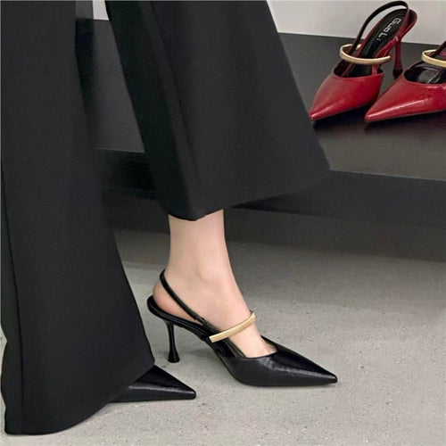 Damen elegante Slingback-Pumps mit goldenen Akzenten EB