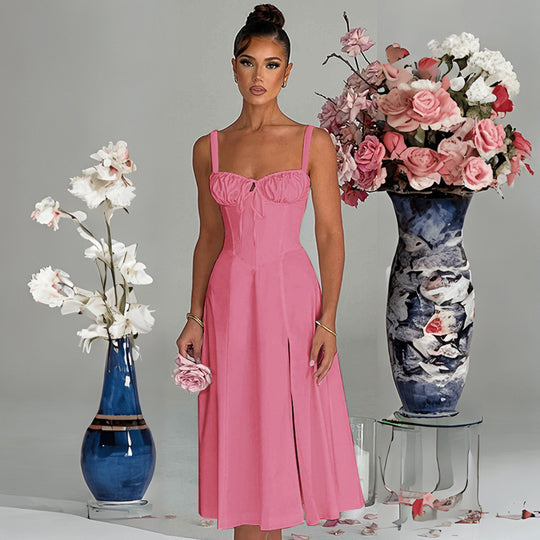 Damen elegante A-Linien Kleid mit charmanten Rüschendetails EB