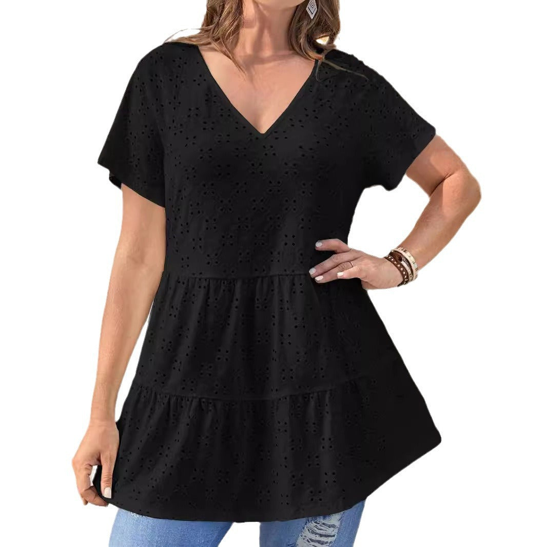 Damen Oberteil mit V-Ausschnitt und Rüschendesign EB