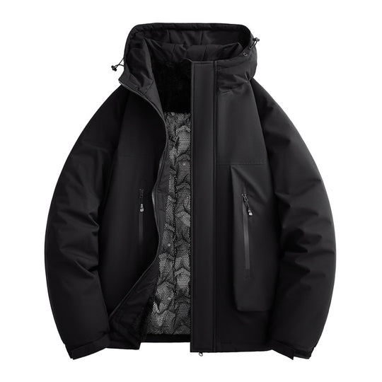 Herren wasserabweisende gefütterte Winterjacke mit Kapuze und weichem Fleece-Innenfutter EB