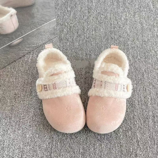 Damen Flauschige Hausschuhe mit verstellbarem Riemen und weich gefüttertem Innenfutter EB