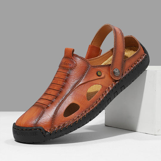 Herren Atmungsaktive Lederfreizeitschuhe mit offenem Fersendesign EB