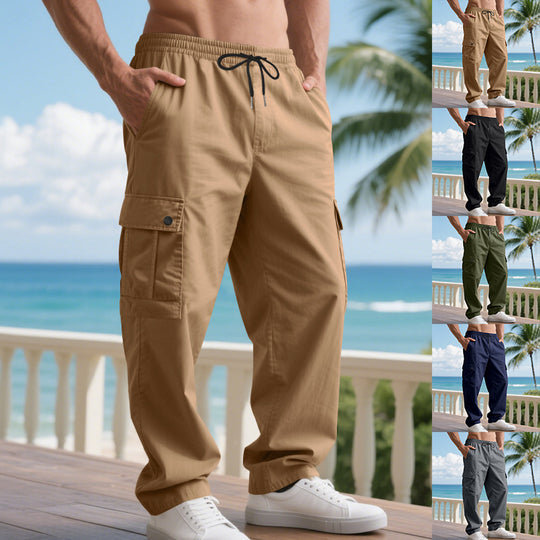 Herren nan weite Cargo-Hose mit elastischem Tunnelzugbund, aufgesetzten Klappentaschen und legerer Passform EB