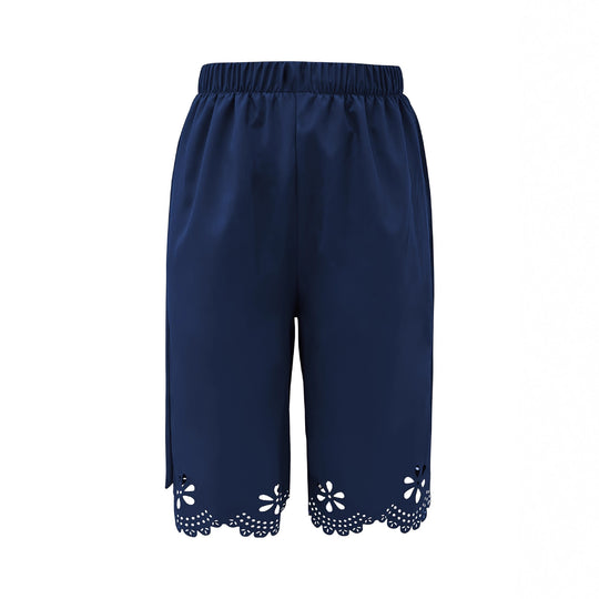Damen Weite Culotte mit elegantem Lochmuster und elastischem Bund EB