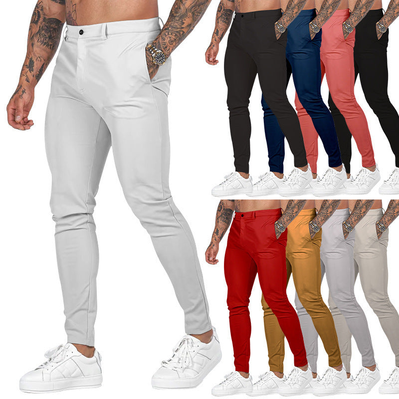 Herren nan Slim-Fit Stretch-Chino mit schmal zulaufendem Bein und dezenten Eingrifftaschen EB
