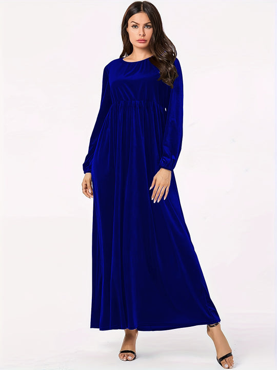 Damen Maxikleid aus luxuriösem Samt mit elegantem Faltenwurf EB