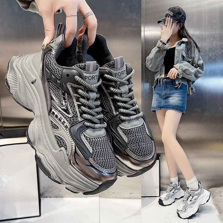 Damen Sportliche Sneakers mit stoßdämpfender Laufsohle und atmungsaktivem Obermaterial EB
