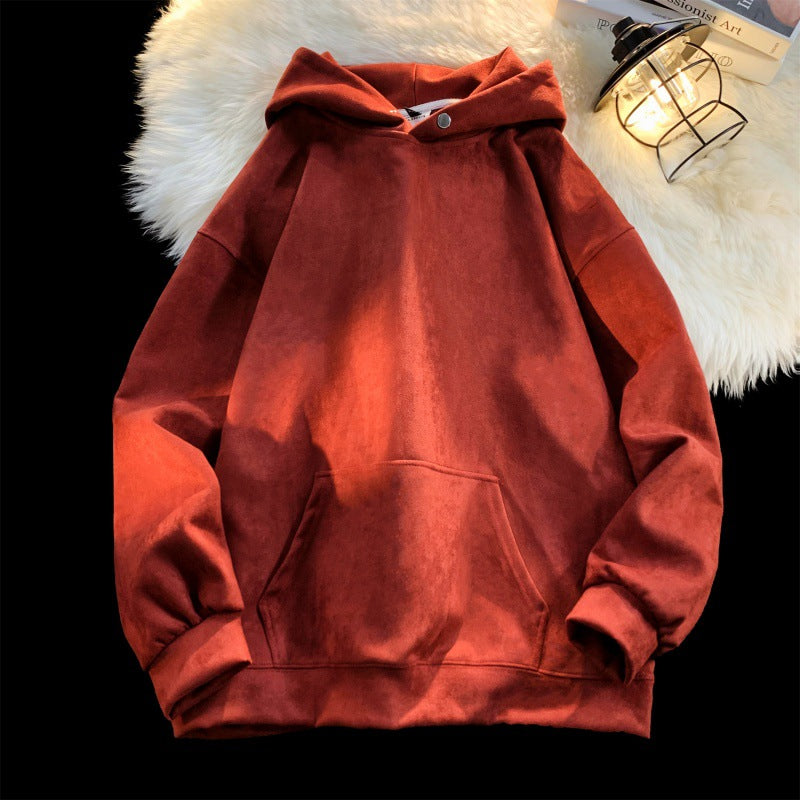 Damen gemütlicher Kapuzenpullover im modernen Velourslook EB