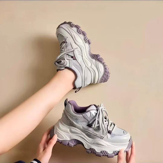 Damen Trendige Chunky Sneakers mit doppelter Dämpfung und atmungsaktivem Mesh-Obermaterial EB