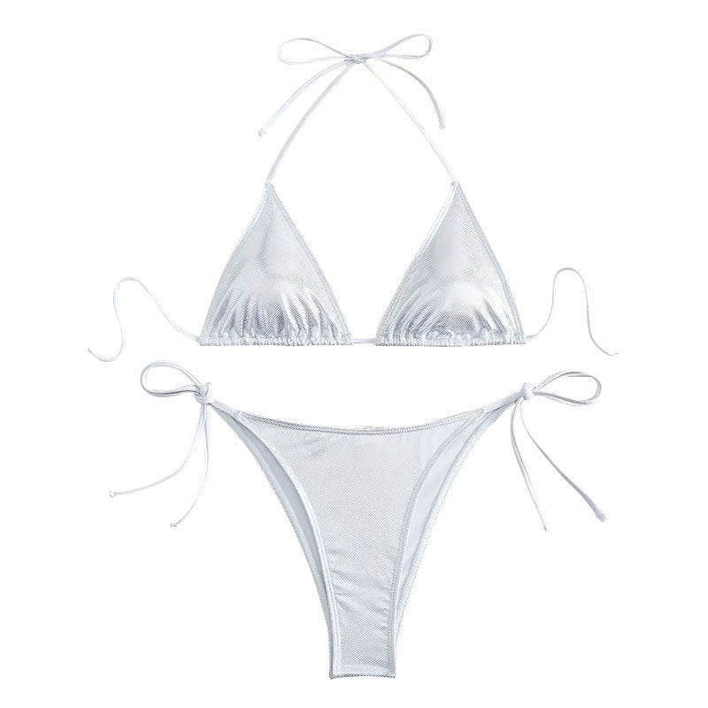 Damen Triangel-Bikini mit glänzendem Netzdesign EB