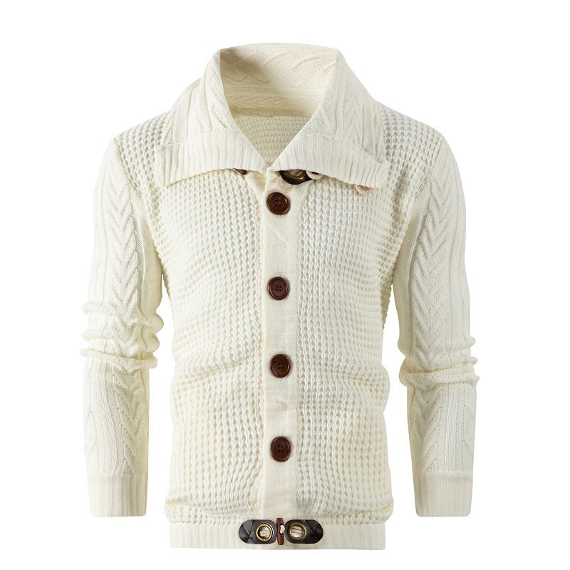Herren Grobstrick Strickjacke mit umschlagbarem Halsausschnitt EB