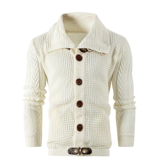 Herren Grobstrick Strickjacke mit umschlagbarem Halsausschnitt EB