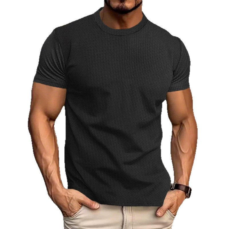 Herren Strukturiertes Kurzarm-T-Shirt aus Feinstrick EB