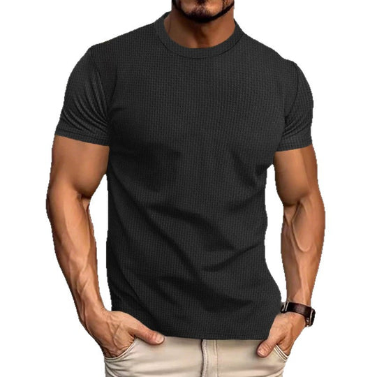 Herren Strukturiertes Kurzarm-T-Shirt aus Feinstrick EB