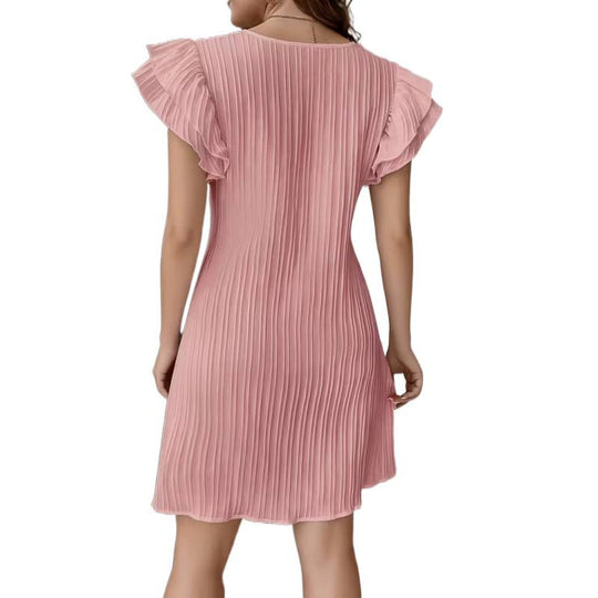 Damen Plissiertes Kurzkleid mit Rüschendetails EB