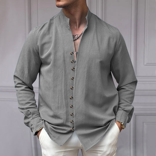 Herren Langarm-Hemd mit modernen Knopfdetails und zeitlosem Design EB