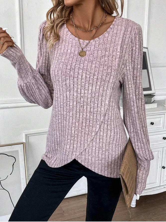 Damen Strickpullover mit raffiniertem Wickeldesign EB