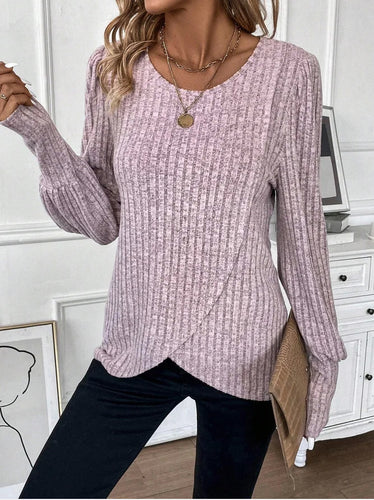 Damen Strickpullover mit raffiniertem Wickeldesign EB