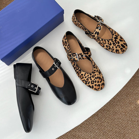 Damen elegante Ballerinas mit modischem Schnallen-Detail EB